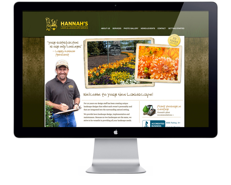 Screenshot of HannahsLandscaping.com home page