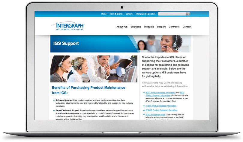 IntergraphGovSolutions.com support page